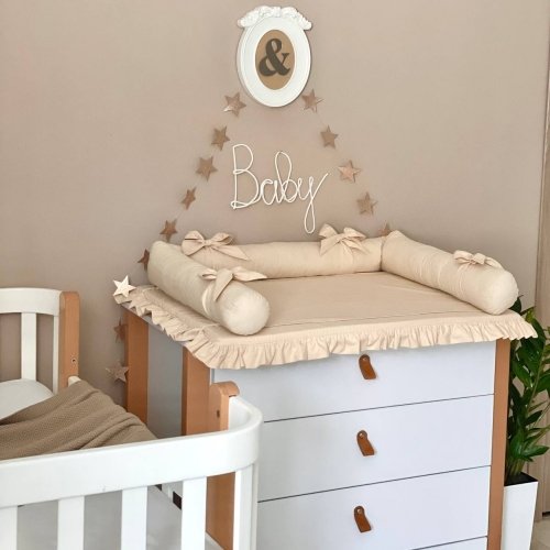 Пеленальный матрасик BBChic с рюшем Бежевый 5151741