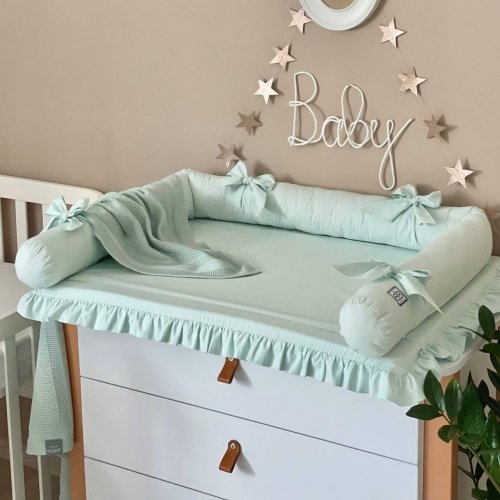 Пеленальный матрасик BBChic с рюшем Мятный 5151729