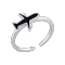 Кольцо серебряное женское безразмерное UD Kashtan Самолет с черной эмалью ВС-367ер