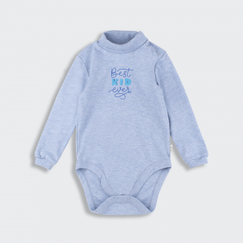 Боди гольф детский Bembi Best KID ever 9 - 24 мес Интерлок Голубой меланж БД107