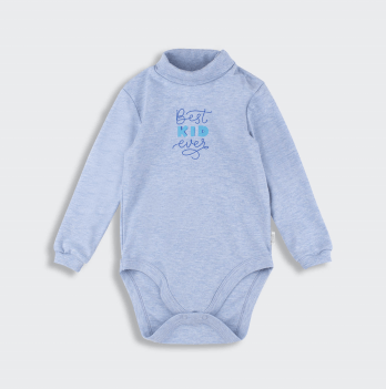 Боди гольф детский Bembi Best KID ever 9 - 24 мес Интерлок Голубой меланж БД107