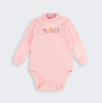 Боди гольф детский Bembi Цветы 9 - 24 мес Интерлок Розовый меланж БД107