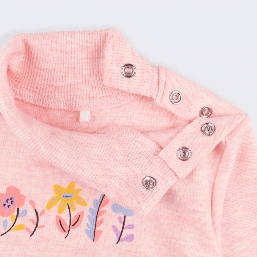 Боди гольф детский Bembi Цветы 9 - 24 мес Интерлок Розовый меланж БД107