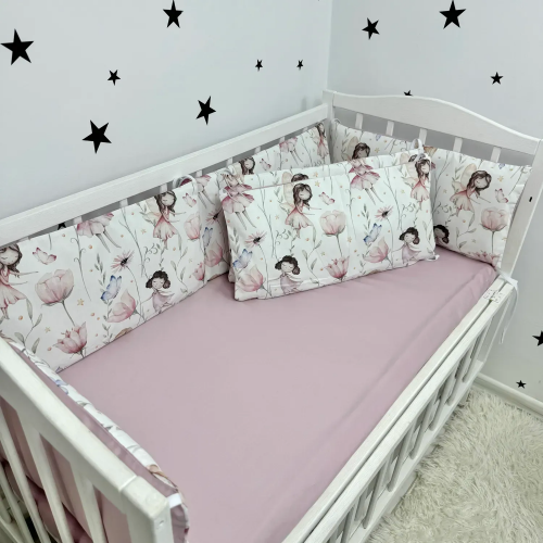 Бортики в кроватку Oh My Kids Феечки Ранфорс/Сатин Розовый БПЛ-130-Х