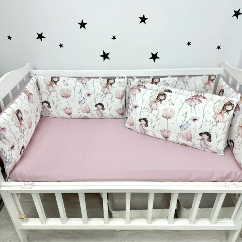 Бортики в кроватку Oh My Kids Феечки Ранфорс/Сатин Розовый БПЛ-130-Х