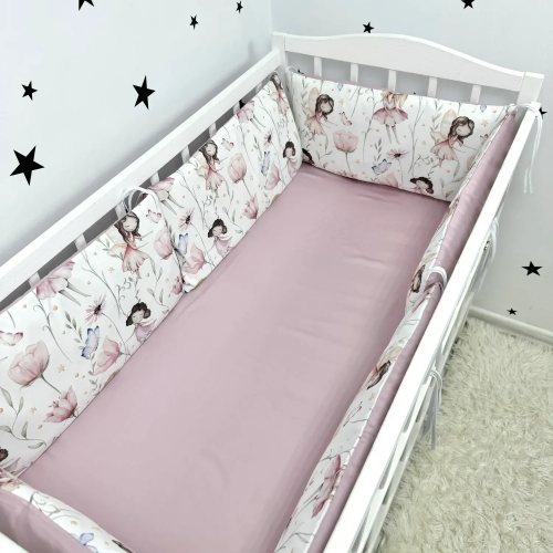 Бортики в кроватку Oh My Kids Феечки Ранфорс/Сатин Розовый БПЛ-130-Х