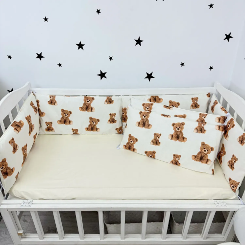 Бортики в кроватку Oh My Kids Мишки Ранфорс Молочный БПЛ-131-Х