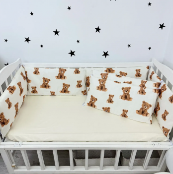 Бортики в кроватку Oh My Kids Мишки Ранфорс Молочный БПЛ-131-Х