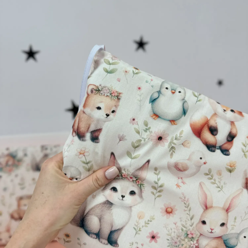 Бортики в кроватку Oh My Kids Зайчики Лисички Ранфорс Персиковый БПЛ-132-Х