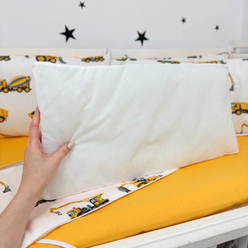 Бортики в кроватку Oh My Kids Строительная техника Ранфорс Желтый БПЛ-133-Х