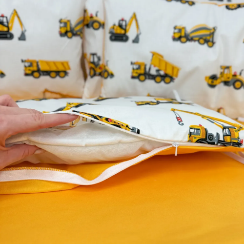 Бортики в кроватку Oh My Kids Строительная техника Ранфорс Желтый БПЛ-133-Х