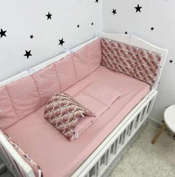 Бортики в кроватку Oh My Kids Мишки в облаках Ранфорс Пудровый БЗ-0101-Х