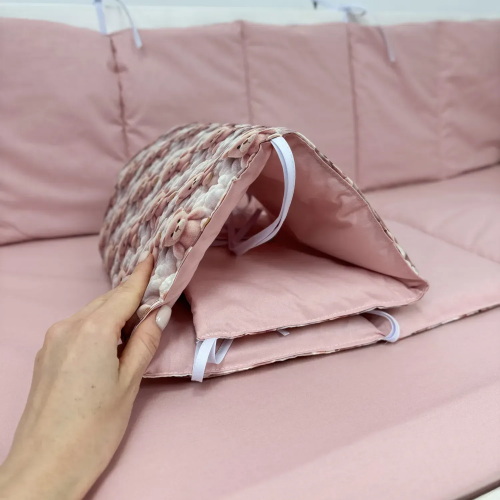 Бортики в кроватку Oh My Kids Мишки в облаках Ранфорс Пудровый БЗ-0101-Х