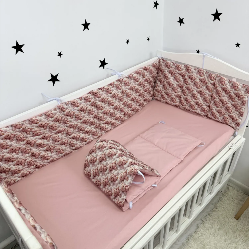 Бортики в кроватку Oh My Kids Мишки в облаках Ранфорс Пудровый БЗ-0101-Х