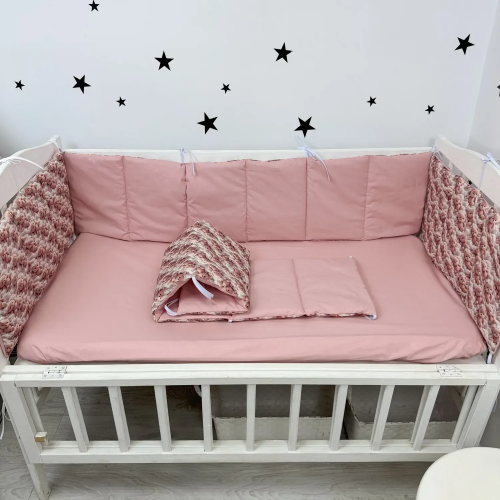 Бортики в кроватку Oh My Kids Мишки в облаках Ранфорс Пудровый БЗ-0101-Х