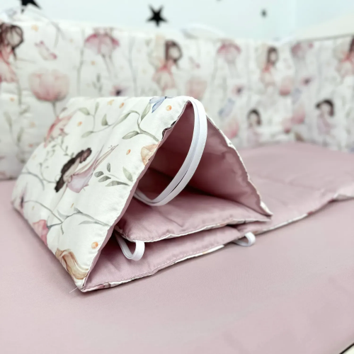 Бортики в кроватку Oh My Kids Феечки Ранфорс/Сатин Пудровый БЗ-097-СХ