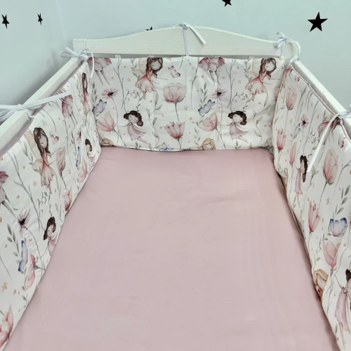 Бортики в кроватку Oh My Kids Феечки Ранфорс/Сатин Пудровый БЗ-097-СХ
