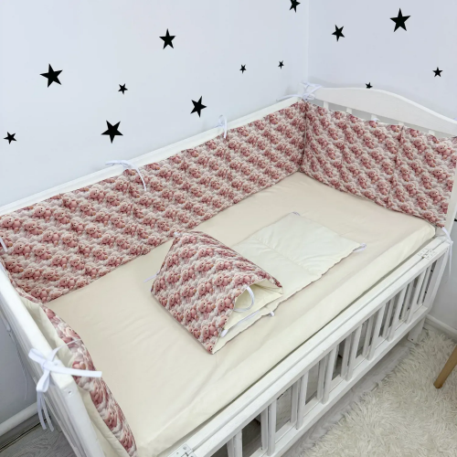 Бортики в кроватку Oh My Kids Медвежонок Ранфорс Пудровый БЗ-098-Х