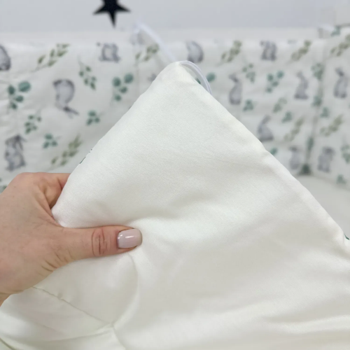 Бортики в кроватку Oh My Kids Cute Rabbits Сатин Мятный БЗ-099-СС