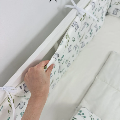 Бортики в кроватку Oh My Kids Cute Rabbits Сатин Мятный БЗ-099-СС