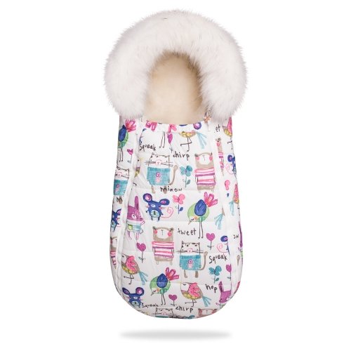 Конверт-кокон на овчине ДоРечі Baby XS. Рисунки на розовом фоне, с опушкой Конверт-кокон на овчине ДоРечі Baby XS. Рисунки на розовом фоне, с опушкой