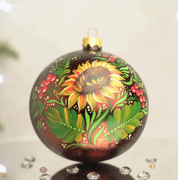 Новогодний шар на елку Santa Shop Осінній соняшник Бордовый 10 см 4820001154313