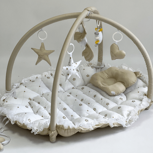 Кокон для новорожденных 2в1 Happy Luna Babynest Playmate Plastik bag Бежевый/Белый 0772