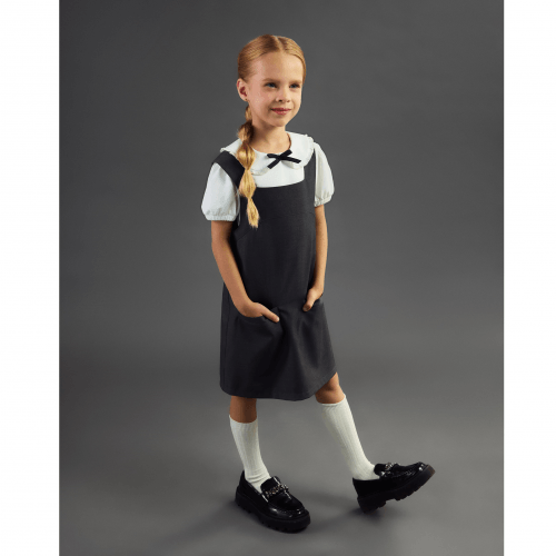 Школьный сарафан Bembi City collection 6 - 13 лет Костюмная ткань Черный/Серый СФ162