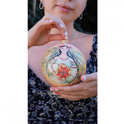 Новогодний шар на елку Santa Shop Символ життя Золотой 12 см 4820001154450