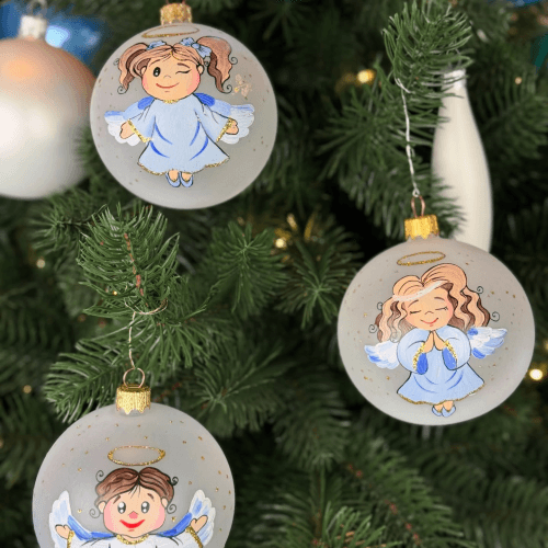 Новогодний шар на елку Santa Shop Ангелики-діти Розумниця Прозрачный/Матовый 8,5 см 4820001112542