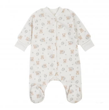 Человечек для новорожденных ЛяЛя Зайки с мишками 0 - 3 мес Футер Молочный/Серый/Бежевый 8ФТ036_6-195