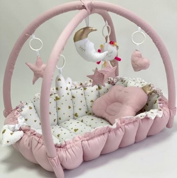 Кокон для новорожденных 2в1 Happy Luna Babynest Playmate Розовый/Белый 0736