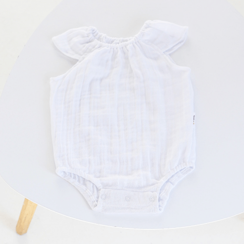 Бодик для новорожденных ELA Textile&Toys 0 - 24 мес Муслин Белый BS001WT
