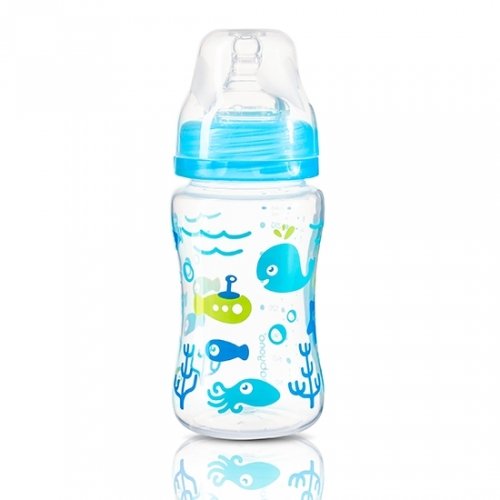 Антиколиковая бутылка с широким горлышком, BabyOno 240 мл, 403, синяя