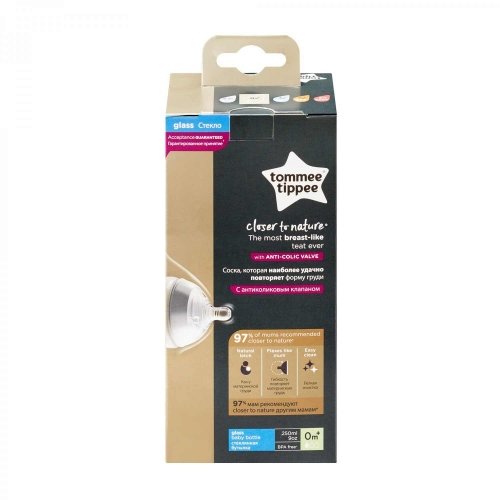 Антиколиковая бутылочка стеклянная Tommee Tippee Closer to Nature 0m+ 250 мл TT0031
