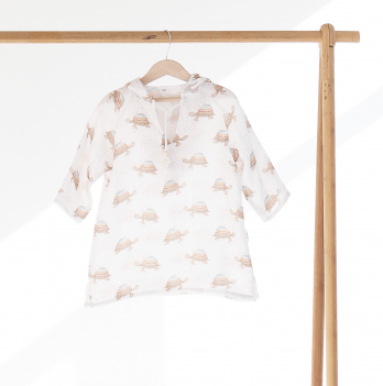 Муслиновая туника детская ELA Textile&Toys Черепашки 1 - 2 лет Муслин Белый/Бежевый MT001TR