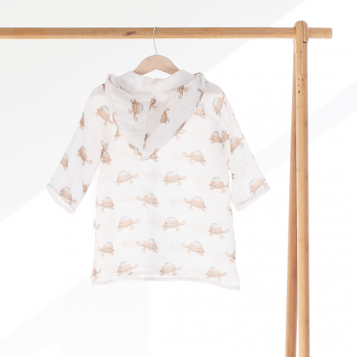 Муслиновая туника детская ELA Textile&Toys Черепашки 1 - 2 лет Муслин Белый/Бежевый MT001TR