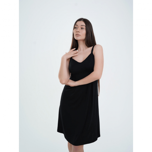 Ночная рубашка в роддом для беременных и кормящих Мамин Дім Soft&Lace Черный 24195