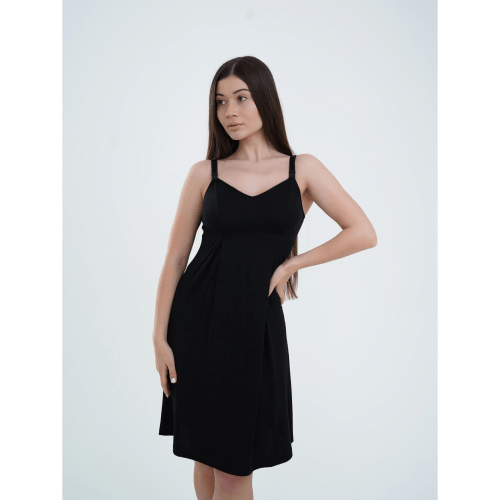 Ночная рубашка в роддом для беременных и кормящих Мамин Дім Soft&Lace Черный 24195