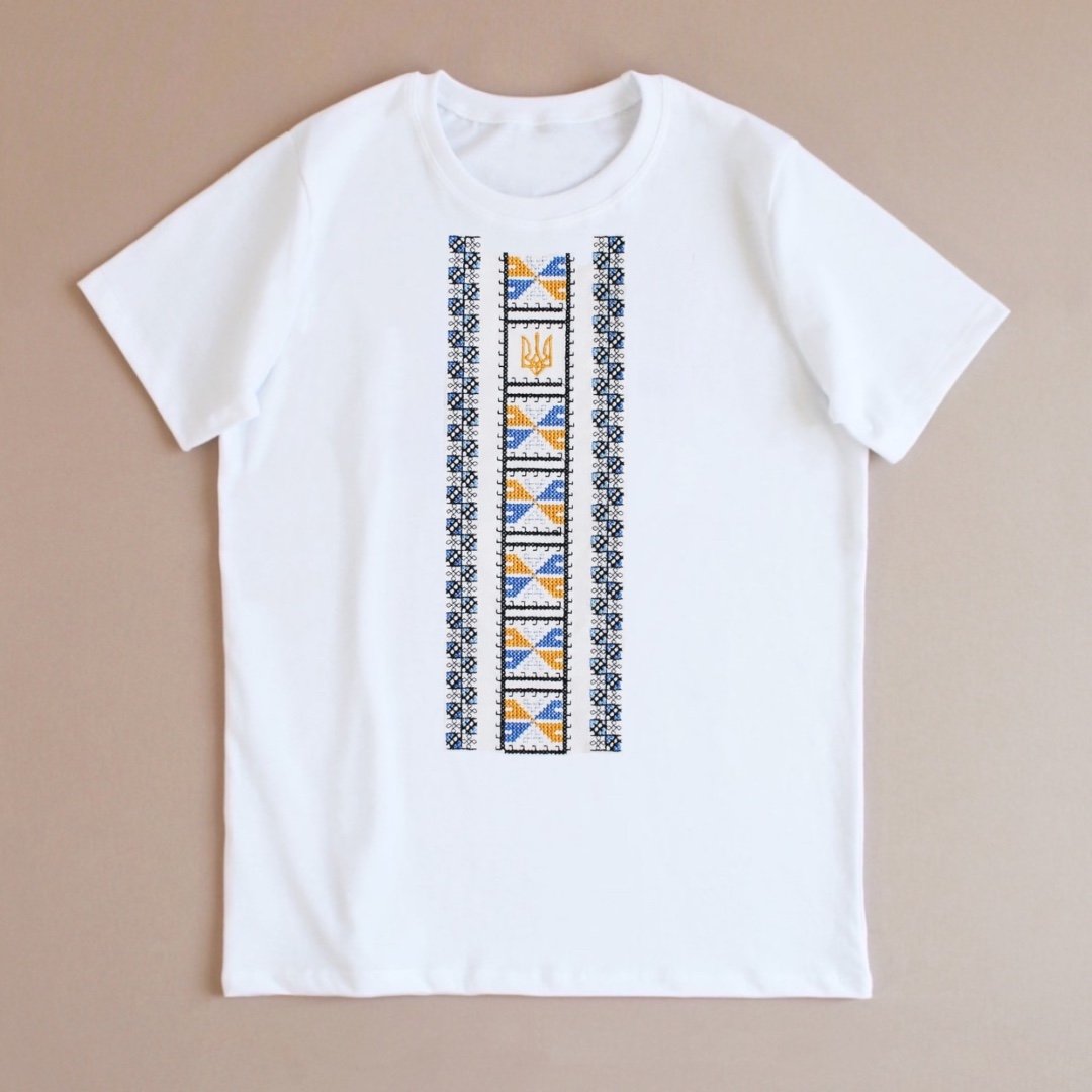 Детская футболка с вышивкой Ladan Полуботок 5 - 12 лет Кулир Белый DJ1