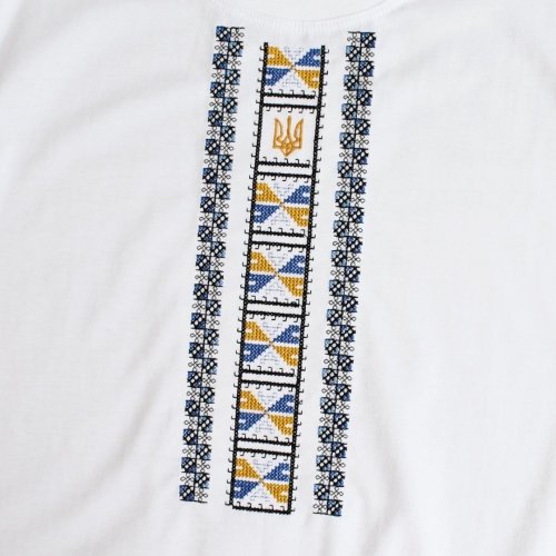 Детская футболка с вышивкой Ladan Полуботок 5 - 12 лет Кулир Белый DJ1