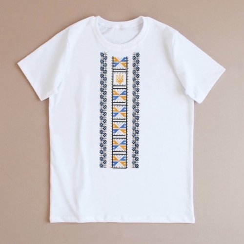 Детская футболка с вышивкой Ladan Полуботок 5 - 12 лет Кулир Белый DJ1