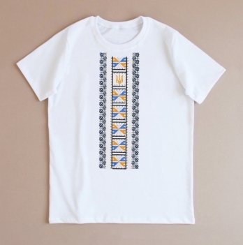 Детская футболка с вышивкой Ladan Полуботок 5 - 12 лет Кулир Белый DJ1