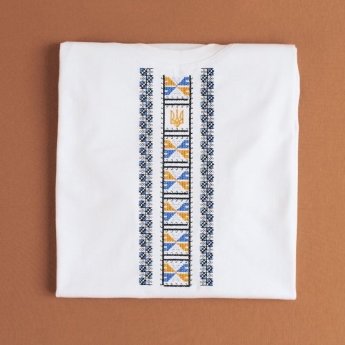 Детская футболка с вышивкой Ladan Полуботок 5 - 12 лет Кулир Белый DJ1