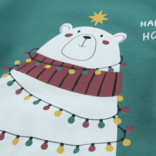 Новогодний джемпер детский Bembi Winter holidays 3 - 6 лет Трикотаж на флисе Зеленый/Белый ДЖ337