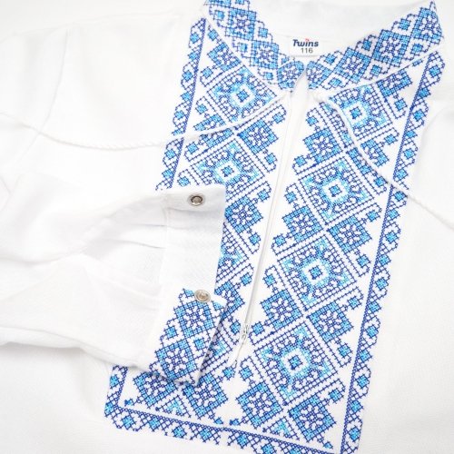 Вышиванка детская Twins Украинская 5 - 7 лет Хлопок Белый/Синий 88OT-U1