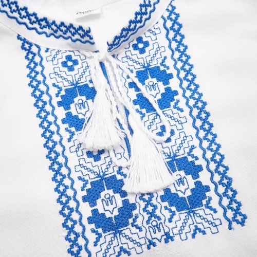 Вышиванка детская Twins Оберег 3 - 7 лет Хлопок Белый/Голубой 88OT-О