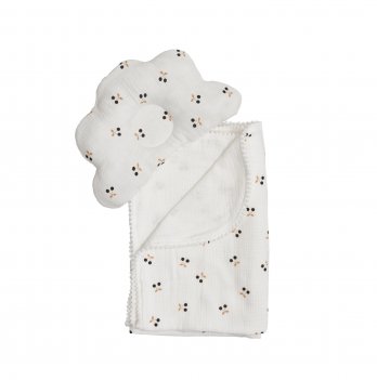 Плед и ортопедическая подушка для новорожденных из муслина Twins Маршмелоу 110х80 см Белый 1411-TMPO-01C