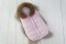 Дутый конверт-мешок Magbaby Snowmen с натуральной опушкой розовый