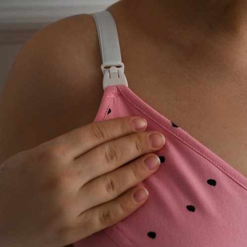 Ночная рубашка для беременных и кормящих Мамин Дім Baby Розовый/Черный 24124
